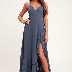Lulus in love forever granite blue maxi dress